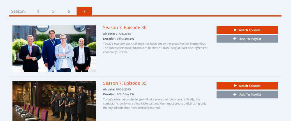 You can watch full seasons of Masterchef with Tenplay
