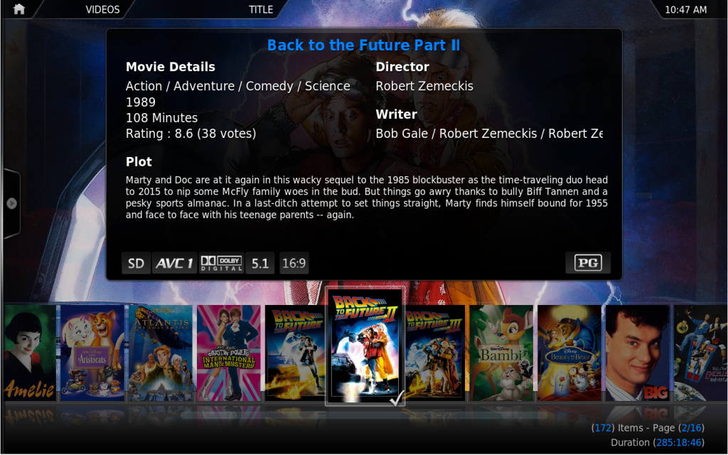 Kodi will scan your library of content