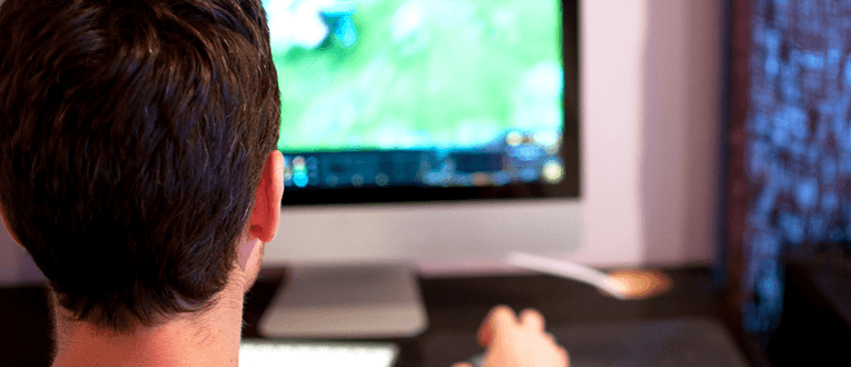 guy playing video game