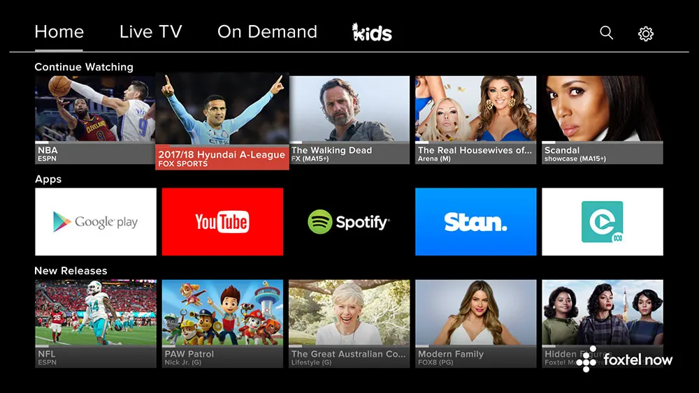 Foxtel Now box screen