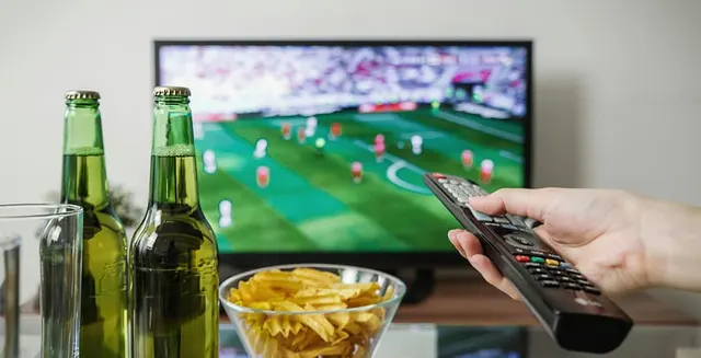 Person watching a sport on TV