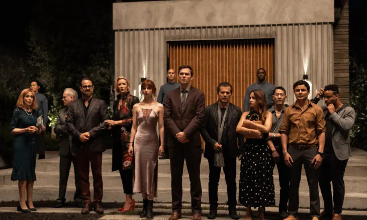 The patrons at Chef Slowik’s restaurant gather outside for a critical moment.
