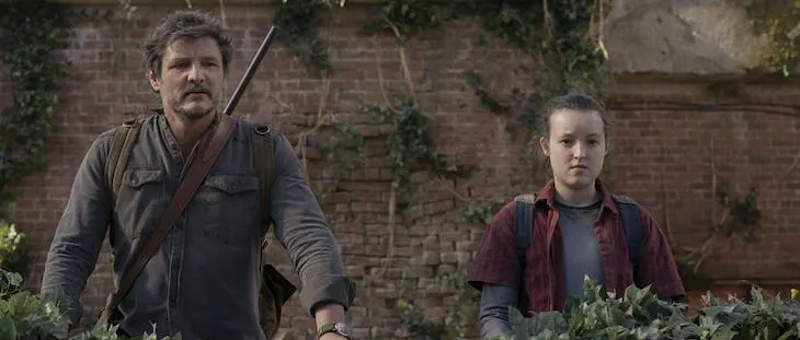 Pedro Pascal and Bella Ramsey in The Last of Us