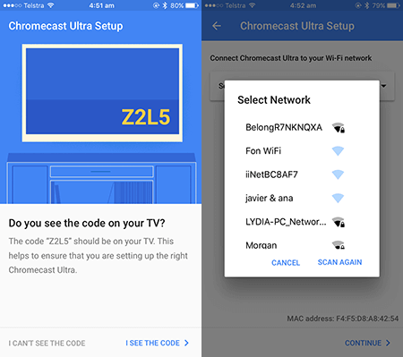 chromecast ultra setup network